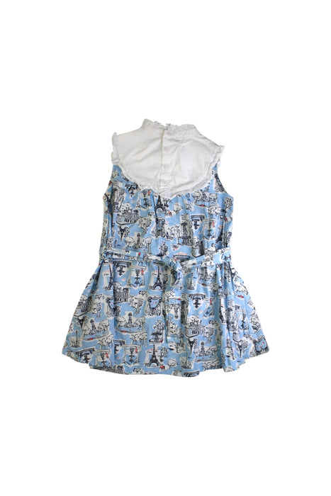A Blue Sleeveless Dresses from Petit Bateau in size 8Y for girl. (Back View)
