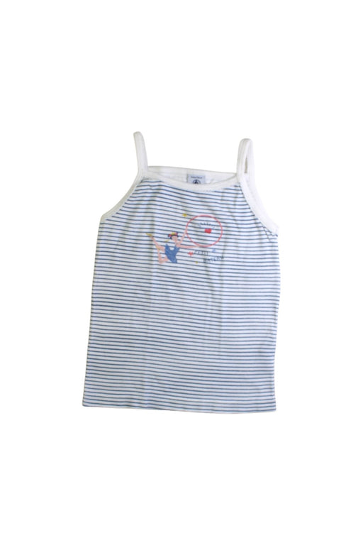 A Blue Sleeveless Tops from Petit Bateau in size 6T for girl. (Front View)