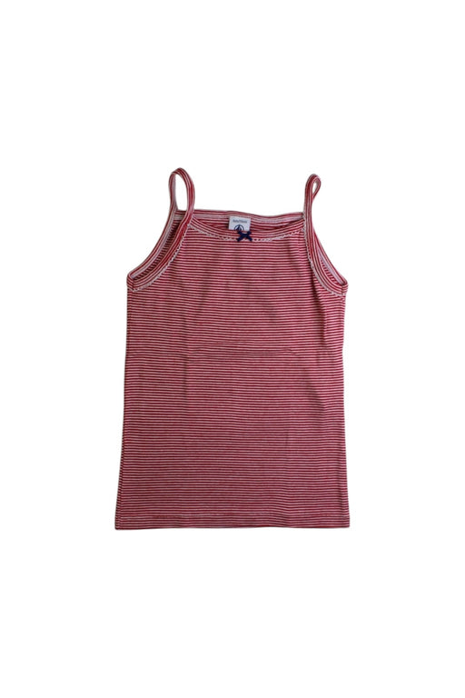 A Red Sleeveless Tops from Petit Bateau in size 6T for girl. (Front View)