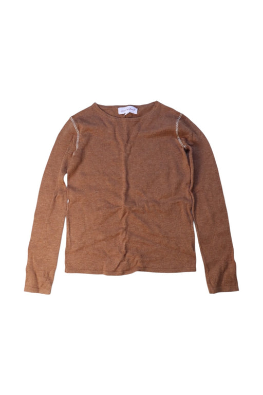 A Brown Long Sleeve Tops from Excuse My French in size 6T for girl. (Front View)