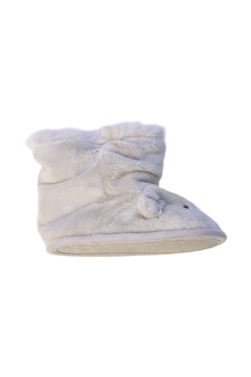 A Grey Booties from The Little White Company in size 12-18M for neutral. (Front View)