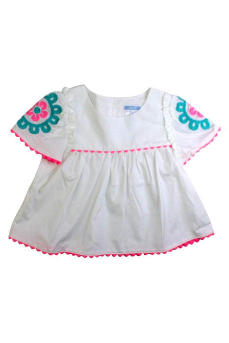 A White Short Sleeve Tops from Jacadi in size 6T for girl. (Front View)