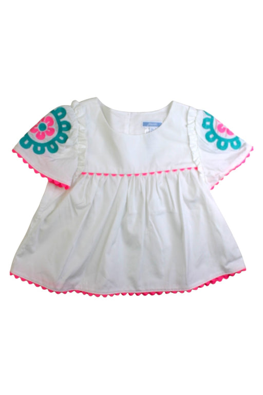 A White Short Sleeve Tops from Jacadi in size 6T for girl. (Front View)