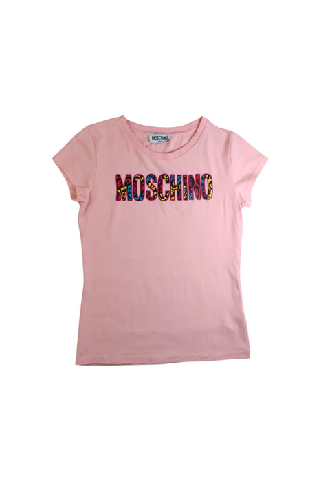 A Pink Short Sleeve T Shirts from Moschino in size 12Y for girl. (Front View)