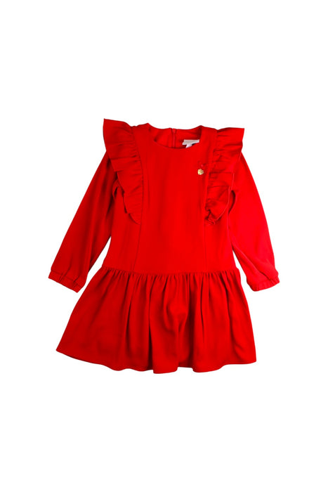 A Red Long Sleeve Dresses from Le Chic in size 4T for girl. (Front View)