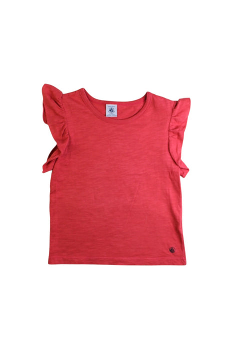 A Red Sleeveless Tops from Petit Bateau in size 6T for girl. (Front View)