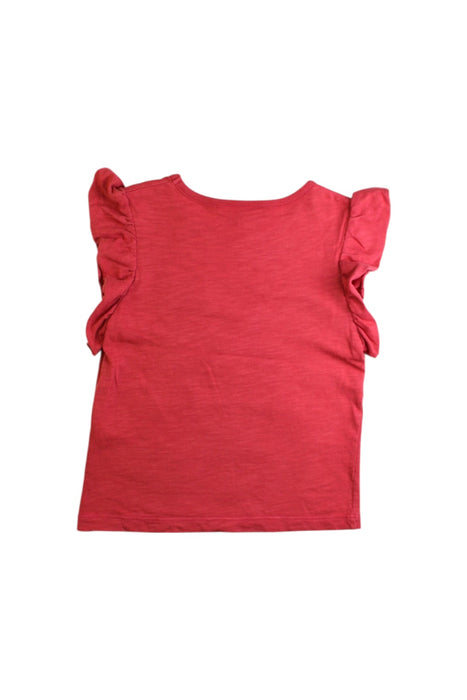 A Red Sleeveless Tops from Petit Bateau in size 6T for girl. (Back View)