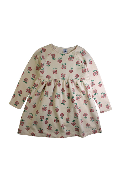 A Beige Long Sleeve Dresses from Petit Bateau in size 6T for girl. (Front View)