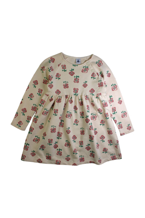 A Beige Long Sleeve Dresses from Petit Bateau in size 6T for girl. (Front View)