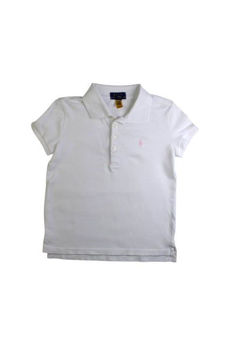 A White Short Sleeve Polos from Polo Ralph Lauren in size 6T for girl. (Front View)