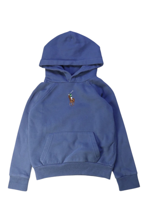 A Blue Hooded Sweatshirts from Polo Ralph Lauren in size 5T for boy. (Front View)