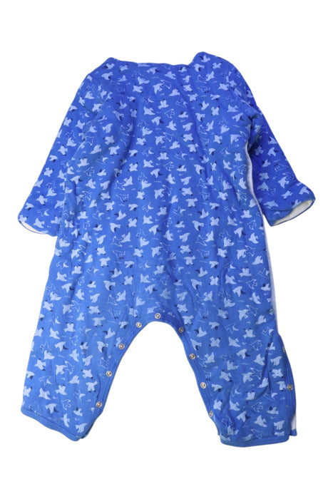 A Blue Long Sleeve Rompers from Petit Bateau in size 12-18M for boy. (Back View)