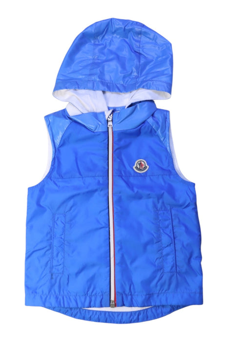 A Blue Outerwear Vests from Moncler in size 3T for neutral. (Front View)