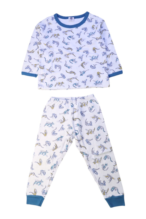 A White Pyjama Sets from Petit Bateau in size 2T for boy. (Front View)