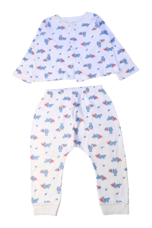 A White Pyjama Sets from Petit Bateau in size 12-18M for boy. (Front View)