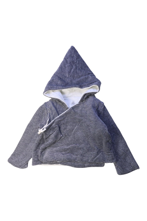 A Blue Hooded Sweatshirts from Petit Bateau in size 12-18M for boy. (Front View)