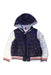 A Navy Puffer/Quilted Jackets from Moncler in size 18-24M for neutral. (Front View)