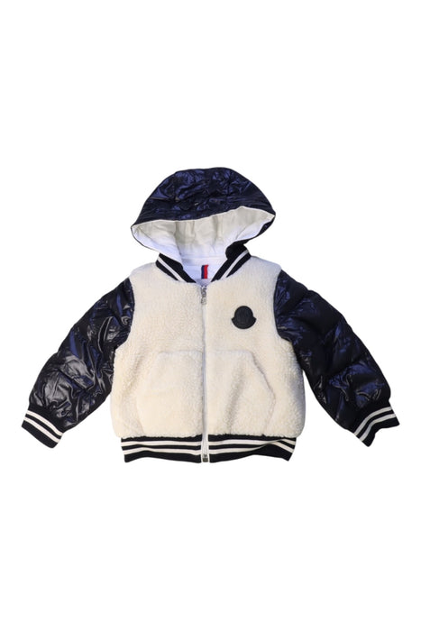A Navy Puffer/Quilted Jackets from Moncler in size 12-18M for boy. (Front View)