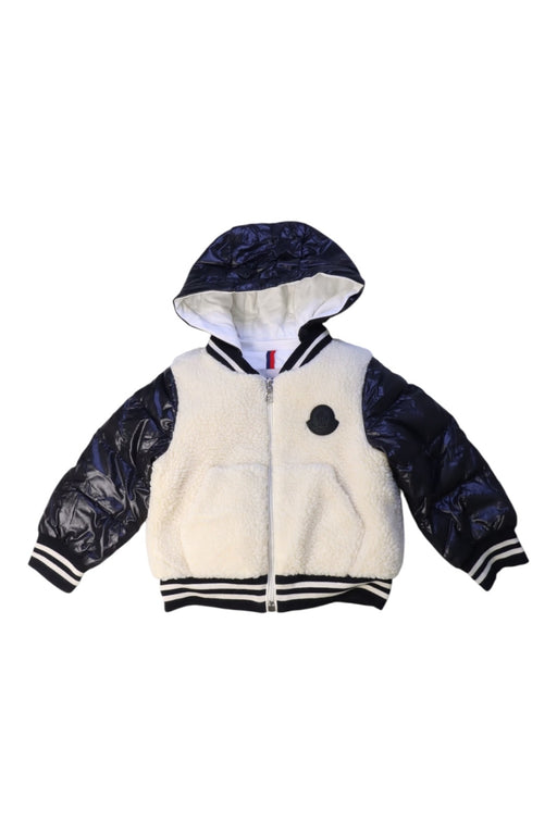 A Navy Puffer/Quilted Jackets from Moncler in size 12-18M for boy. (Front View)