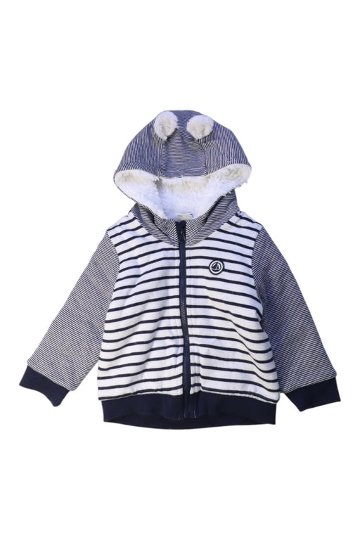 A Navy Zippered Sweatshirts from Petit Bateau in size 12-18M for boy. (Front View)