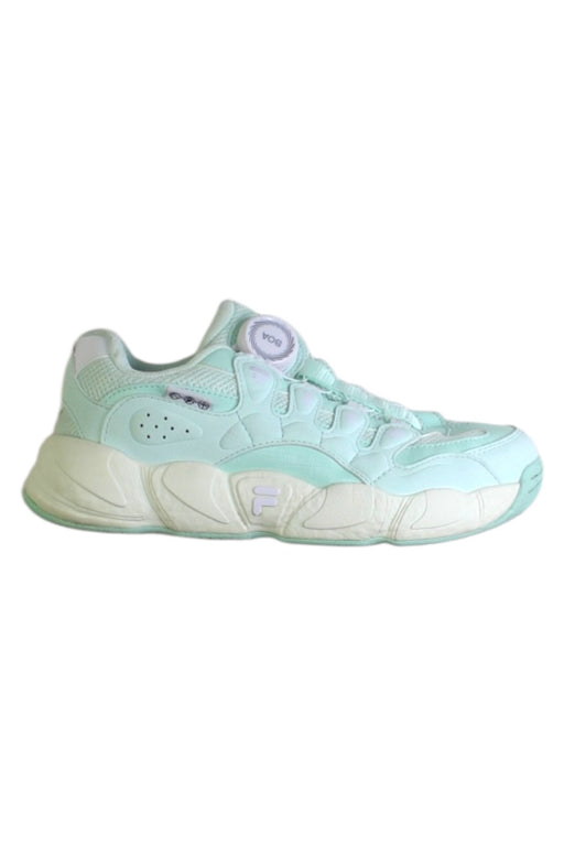A Green Sneakers from Fila in size 9Y for girl. (Front View)