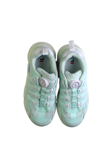 A Green Sneakers from Fila in size 9Y for girl. (Back View)
