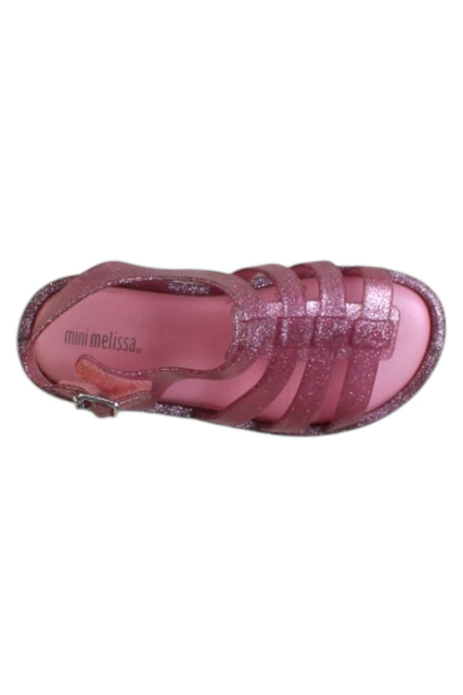 A Pink Sandals from Mini Melissa in size 4T for girl. (Front View)