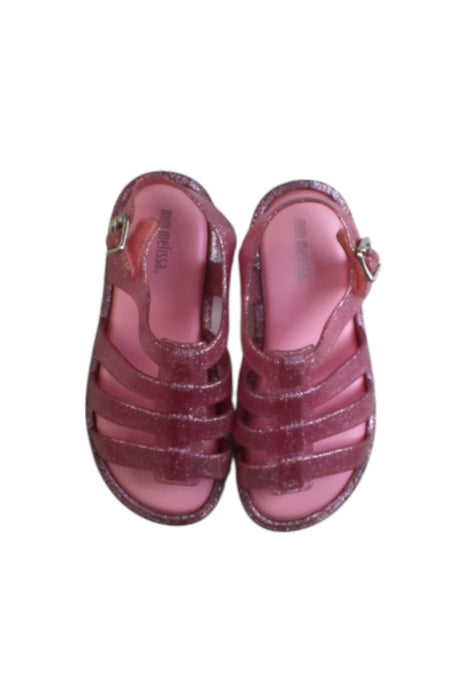 A Pink Sandals from Mini Melissa in size 4T for girl. (Back View)