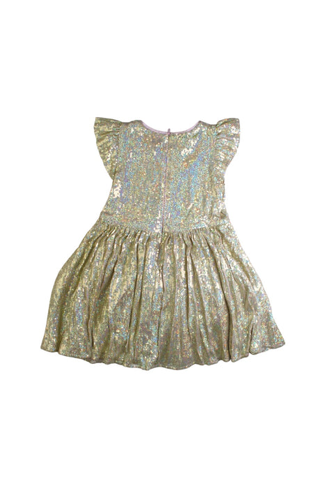 A Gold Sleeveless Dresses from Seed in size 5T for girl. (Back View)