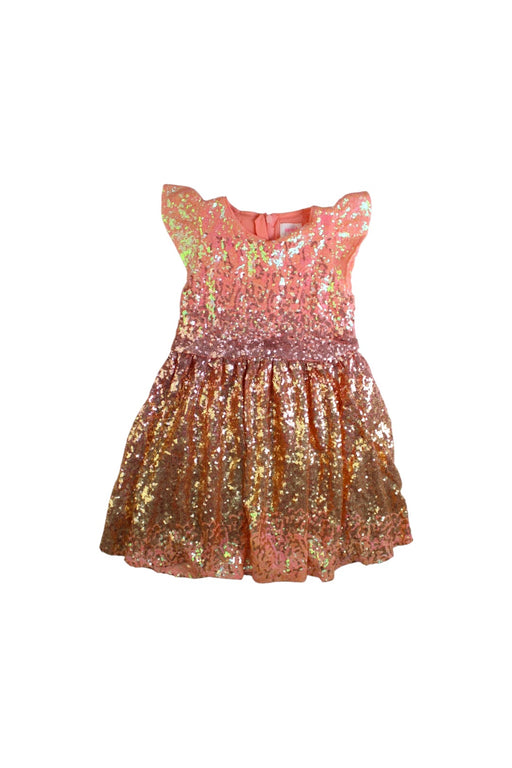 A Pink Sleeveless Dresses from Seed in size 5T for girl. (Front View)