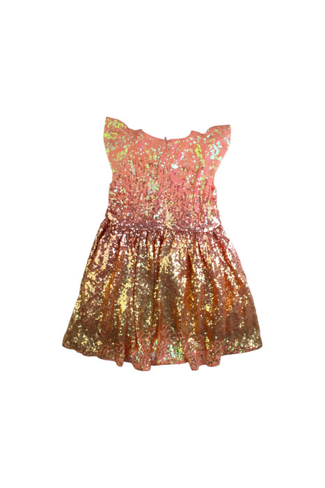 A Pink Sleeveless Dresses from Seed in size 5T for girl. (Back View)