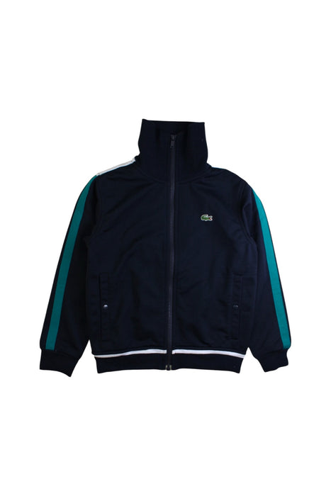 A Navy Zippered Sweatshirts from Lacoste in size 8Y for boy. (Front View)