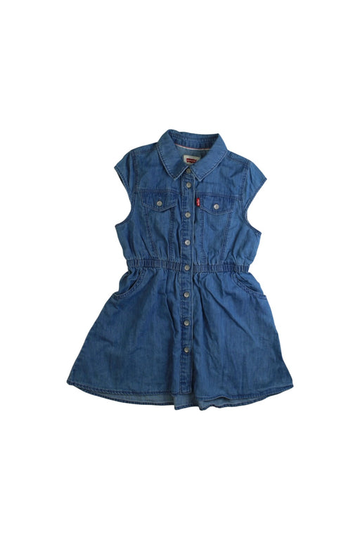 A Blue Sleeveless Dresses from Levi's in size 4T for girl. (Front View)