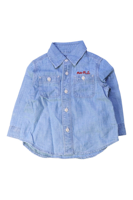 A Blue Long Sleeve Shirts from Ralph Lauren in size 6-12M for boy. (Front View)