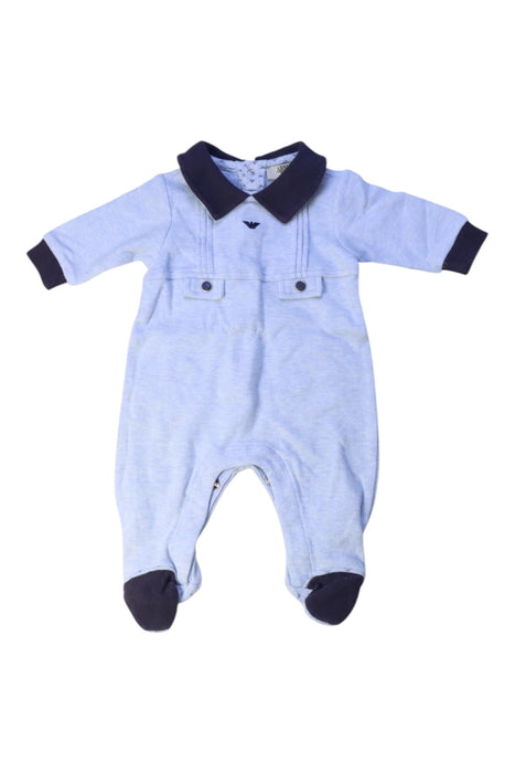 A Blue Long Sleeve Rompers from Armani in size 0-3M for boy. (Front View)