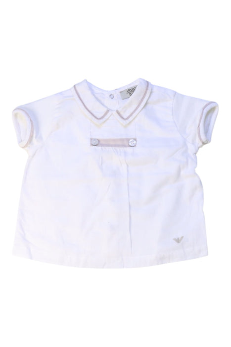 A White Short Sleeve Shirts from Armani in size 6-12M for boy. (Front View)