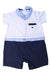 A White Short Sleeve Rompers from Armani in size 6-12M for boy. (Front View)