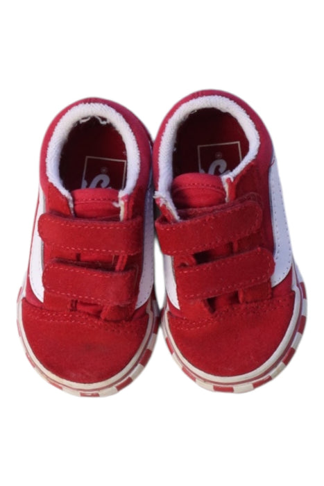 A Red Sneakers from Vans in size 12-18M for boy. (Back View)