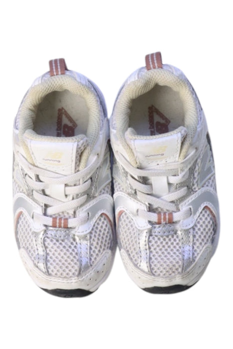 A White Sneakers from New Balance in size 18-24M for boy. (Back View)