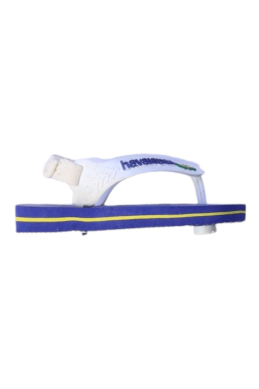 A White Flip Flops from Havaianas in size 12-18M for boy. (Front View)