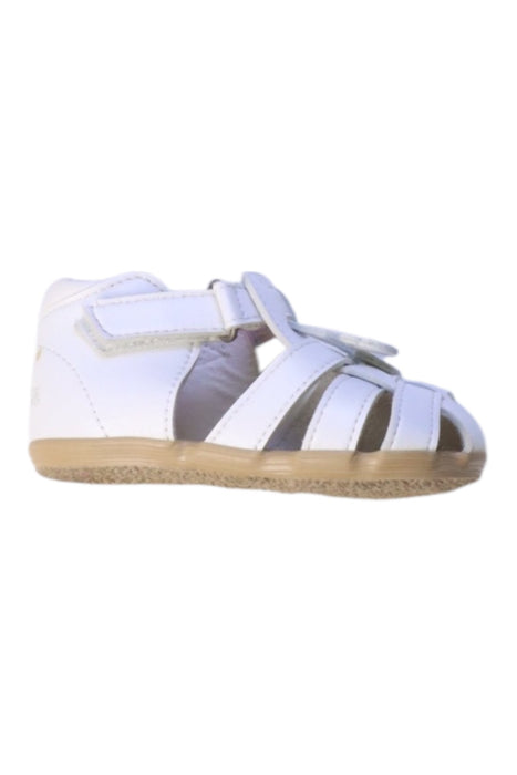 A White Sandals from Miki House in size 18-24M for girl. (Front View)