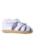 A White Sandals from Miki House in size 18-24M for girl. (Front View)