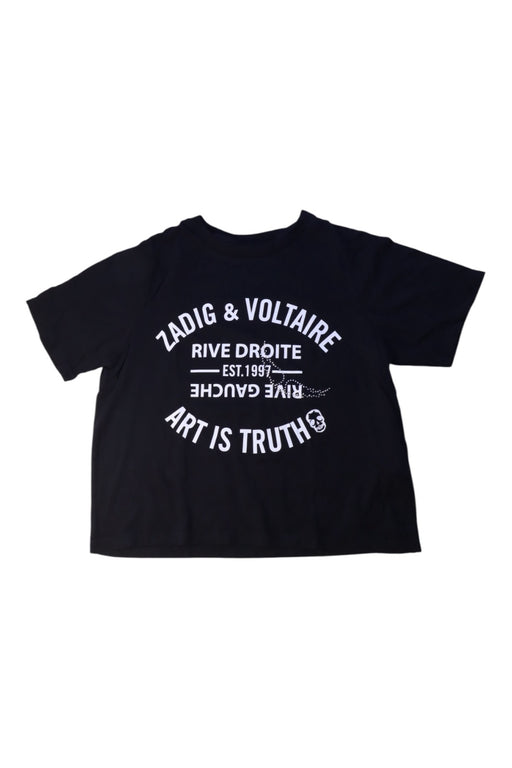 A Black Short Sleeve T Shirts from Zadig & Voltaire in size 12Y for girl. (Front View)