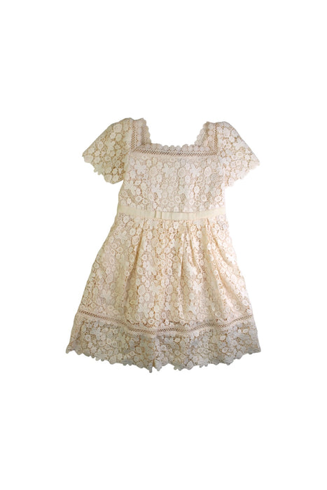 A Beige Short Sleeve Dresses from Self-Portrait in size 6T for girl. (Front View)