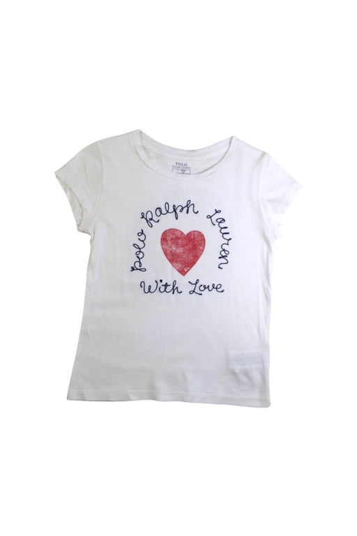 A White Short Sleeve T Shirts from Polo Ralph Lauren in size 6T for girl. (Front View)