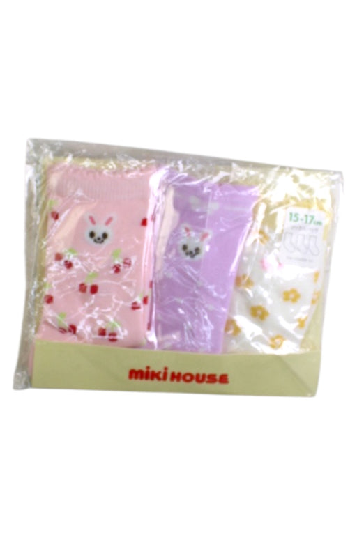 A Multicolour Socks from Miki House in size 3T for girl. (Front View)