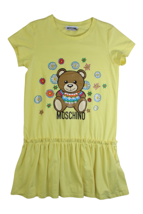 A Yellow Short Sleeve Dresses from Moschino in size 8Y for girl. (Front View)