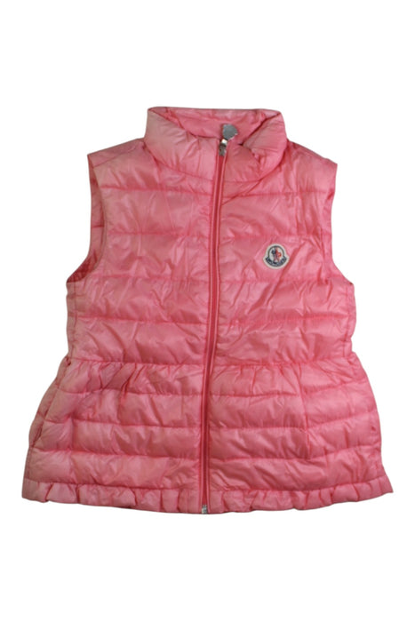 A Pink Outerwear Vests from Moncler in size 4T for girl. (Front View)