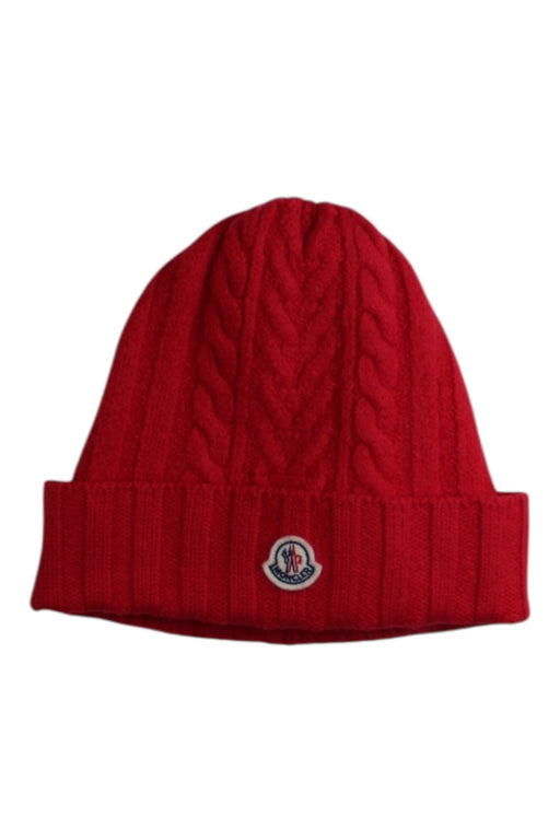 A Red Winter Hats from Moncler in size 6T for maternity. (Front View)
