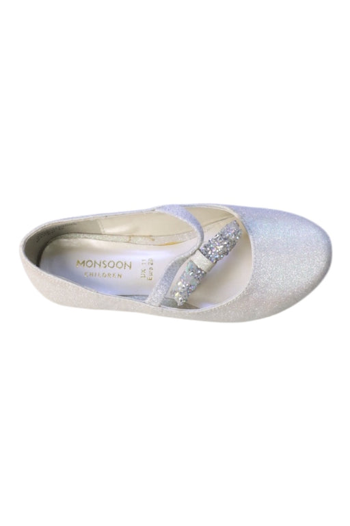 A Silver Flats from Monsoon in size 5T for girl. (Front View)